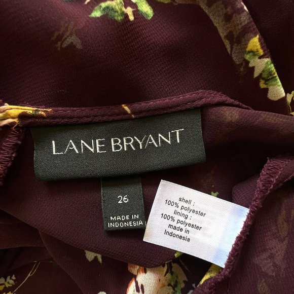 NWOT LANE BRYANT BURGUNDY FLORAL LAYERED CHIFFON SLEEVELESS TOP PLUS SIZE 26 - Picture 10 of 10
